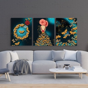 Set 3 Tablouri Canvas - 3D Butterflies - Img 2