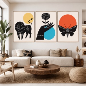 Set 3 Tablouri Canvas - Tribal minimal trio