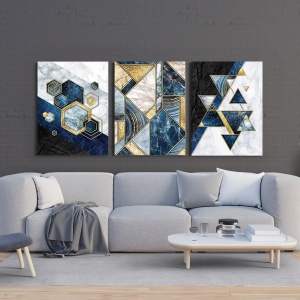 Set 3 Tablouri - Marble shapes with golden ornaments - Img 2