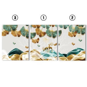 Set Tablouri Canvas - Deer And Ginkgo Leaves - Img 4