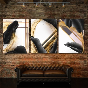 Set Tablouri Canvas - Tropical Black And Gold - Img 4