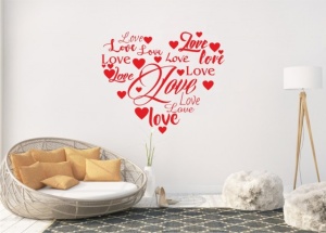 Sticker De Perete Love Scris In Forma De Inima