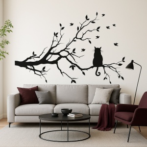 Sticker De Perete Tree Branch Cat