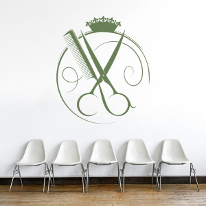 Sticker Frizerie (logo cu coroana) - Img 2