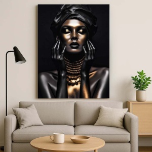 Tablou Canvas - Black and golden portrait - Img 2