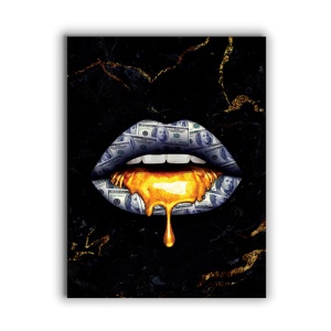 Tablou Canvas Golden Dollar Lips - Img 3