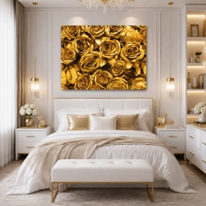 Tablou Canvas Golden Roses Bouquet