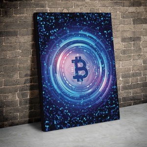 Tablou Canvas Inspirațional - Neon Light Bitcoin