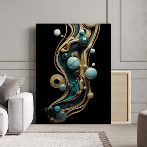 Tablou Canvas Modern Abstract - Marble and golden threads - Img 2