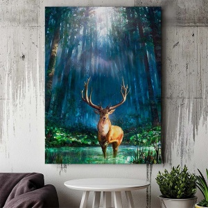 Tablou Canvas Modern Abstract - Stag in the forest - Img 2