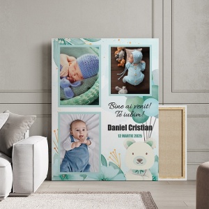 Tablou Canvas Personalizat - Colaj 3 poze nastere baietel - Img 3