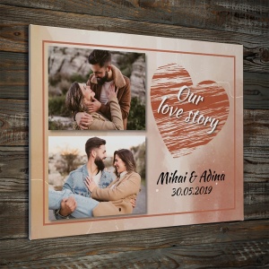 Tablou Canvas Personalizat - Our Love Story (poze, nume si data) - Img 4