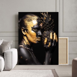 Tablou Canvas - The lady and the pineapple