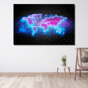 Tablou Harta Lumii aspect neon - Img 2