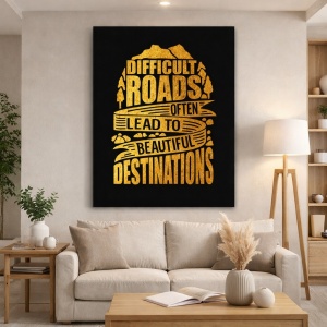 Tablou Motivational - Beautiful roads (golden landscape)