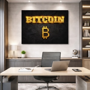 Tablou Motivational - Bitcoin (gold)