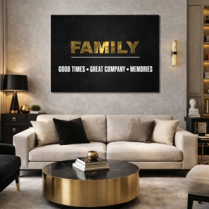 Tablou Motivational - Family (gold)