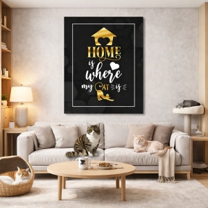 Tablou Motivational - Home is where cat is