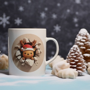 Cana De Craciun - Chubby Reindeer Breaking the Mug