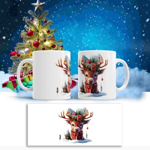 Cana De Craciun - Cute Watercolor Reindeer with Presents - Img 2