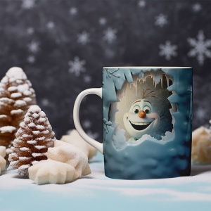 Cana De Craciun - Funny Olaf Peeking Through Ice - Img 3