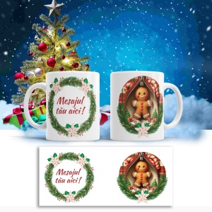 Cana De Craciun - Gingerbread Man with Sweets (mesaj personalizat)