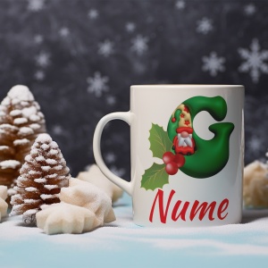 Cana De Craciun - Litere cu gnomi G (nume personalizat)