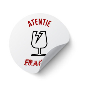 Etichete personalizate cu FRAGILE, 100 buc, PVC, rezistente la apa - Img 2