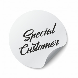 Etichete personalizate SPECIAL CUSTOMER, 100 buc, PVC, rezistente la apa