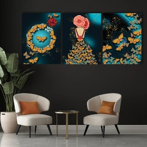 Set 3 Tablouri Canvas - 3D Butterflies - Img 3