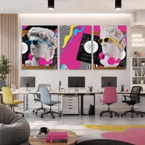 Set 3 Tablouri Canvas - Famous sculptures pop-art mix