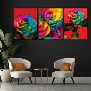 Set 3 Tablouri Canvas - Rainbow roses