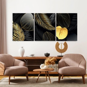 Set 3 Tablouri Golden exotic jungle - Img 2