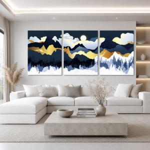 Set Tablouri Canvas - Frozen Golden Mountains