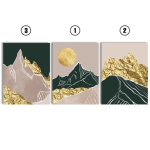Set Tablouri Canvas - Golden Foil Abstract Mountains - Img 2