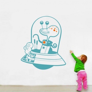 Sticker De Perete Extraterestru (In Doua Culori)