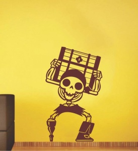 Sticker De Perete Schelet Cu Cufar