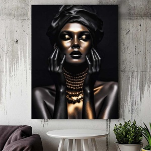 Tablou Canvas - Black and golden portrait - Img 3