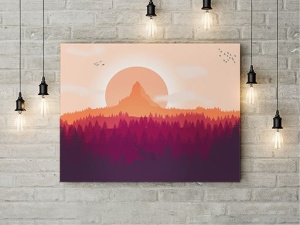 Tablou Canvas Cerb Si Apus Violet - Img 3