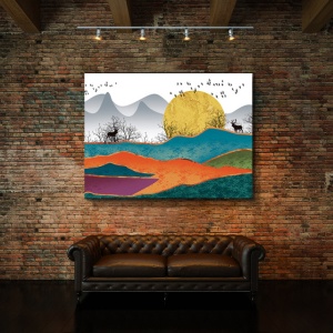 Tablou Canvas Golden Dawn Over The Hills - Img 3