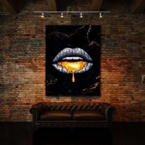 Tablou Canvas Golden Dollar Lips - Img 4