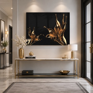 Tablou Canvas Golden Drops Lillies