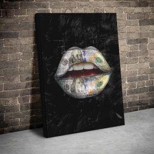 Tablou Canvas Inspirațional - Money Lips on Black - Img 4