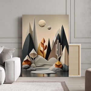 Tablou Canvas Modern Abstract - 3D Lanscape with clay trees