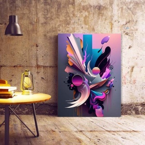 Tablou Canvas Modern Abstract - 3D Neon shapes - Img 2
