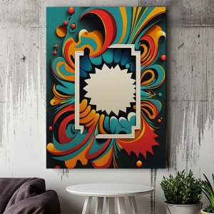 Tablou Canvas Modern Abstract - Colorful splash and white frame