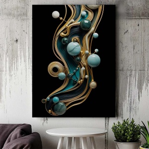 Tablou Canvas Modern Abstract - Marble and golden threads - Img 3