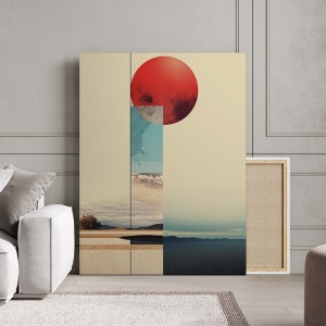 Tablou Canvas Modern Abstract - Red sun and abstract landscape - Img 3