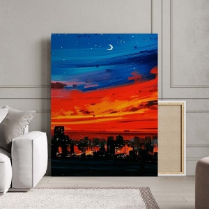 Tablou Canvas Modern Abstract - Small city at dawn