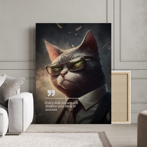 Tablou Canvas Personalizat - Business Animals - Cat